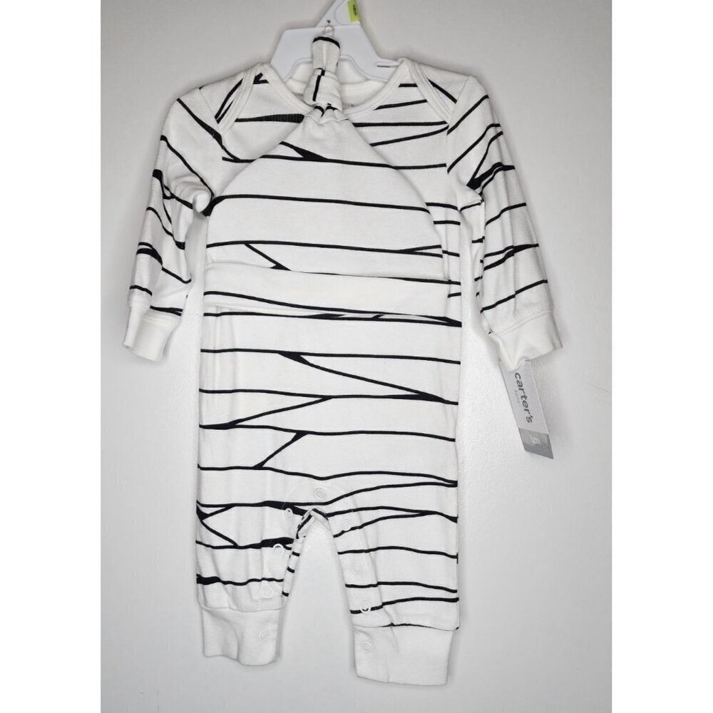 CARTER’s MUMMY TODDLER HALLOWEEN ONE PIECE OUTFIT WITH HAT 3 or 6 Months New - Picture 4 of 8